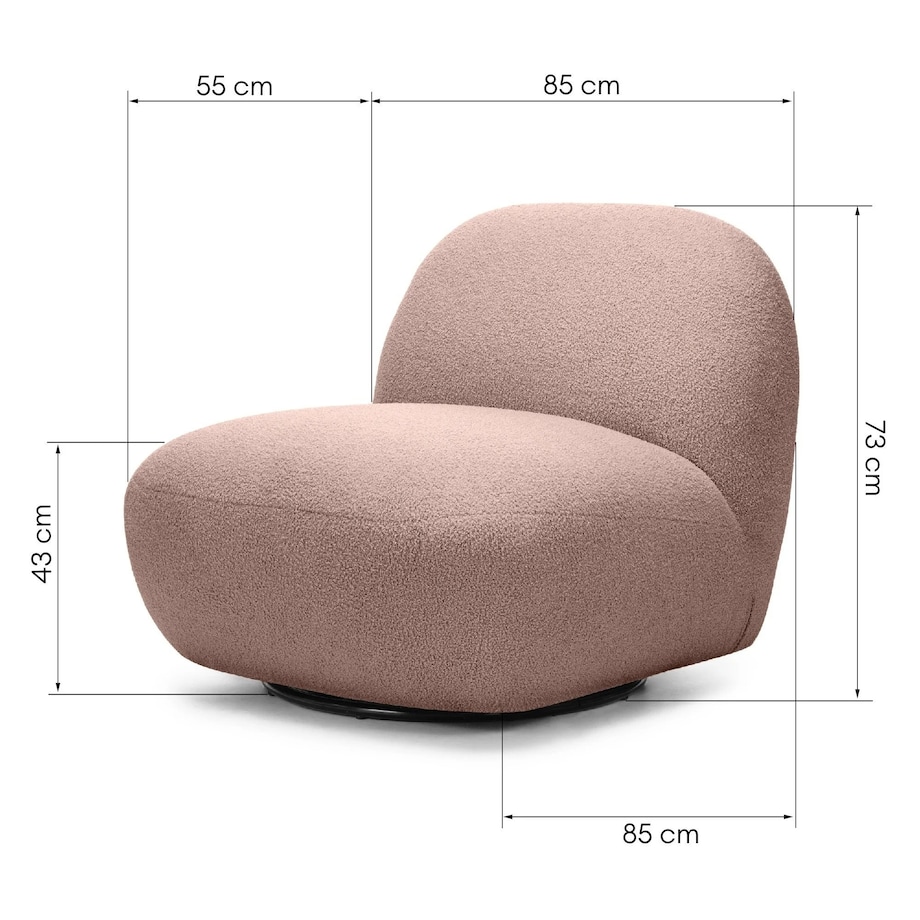 Fotel obrotowy 73x85x85 cm TENNO-3 bouclé różowy