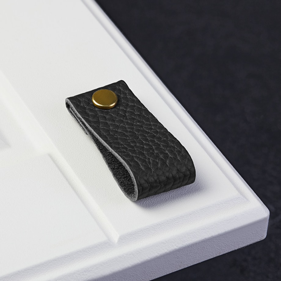 Skórzany uchwyt do mebli do szuflad szafek czarny