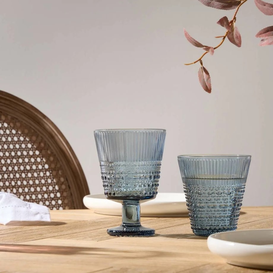 Kieliszek do wina, tłoczony, niebieski, kpl. 6 szt, Joa