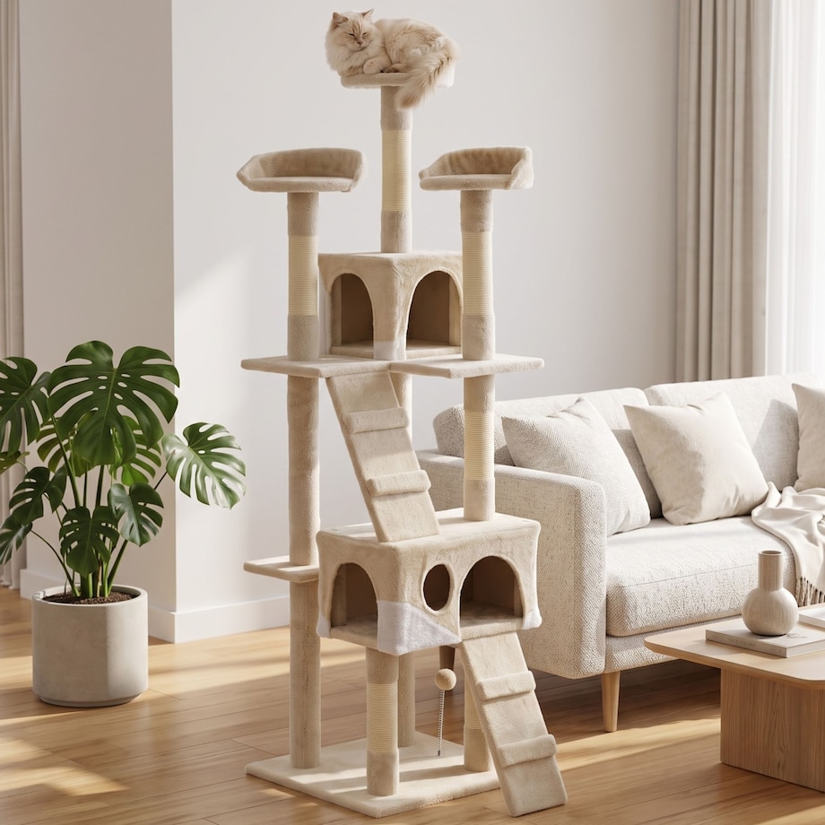 Drapak wysoki beżowy sizal 170 cm 5 poziomów Funfit Home&Office