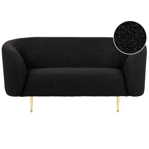 Sofa dwuosobowa boucle czarna LOEN