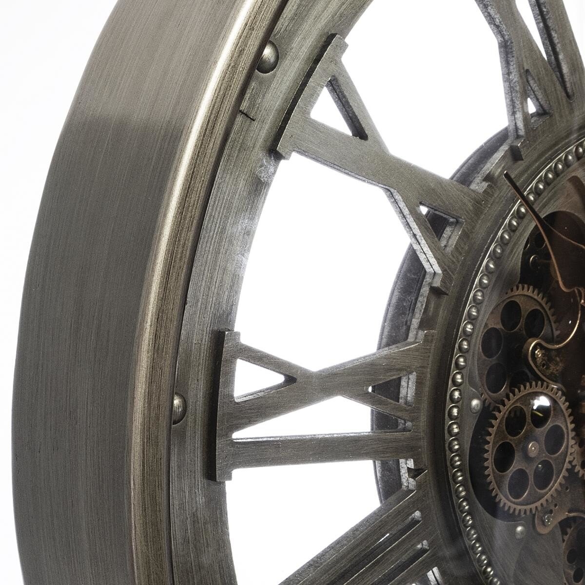 Okrągły zegar ścienny z metalu, Ø 80 cm, widoczny mechanizm