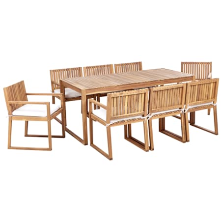 Zestaw ogrodowy dla 8 osób SASSARI II z poduszkami Certyfikowane drewno akacjowe Złamana biel