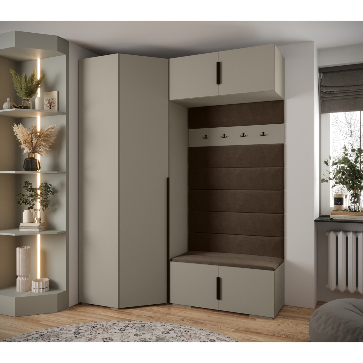 Garderoba do przedpokoju INOVA 1 Z21 kaszmir+czarny+manila04