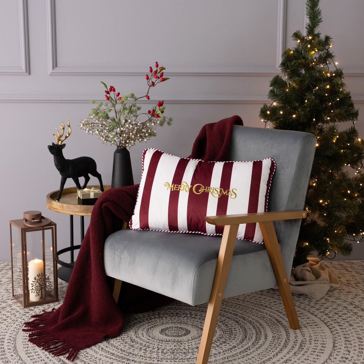 Poszewka na poduszkę Red & White Noel 60x40 cm boże narodzenie, święta, świąteczne, bordowy -czerwony, 60x40 cm