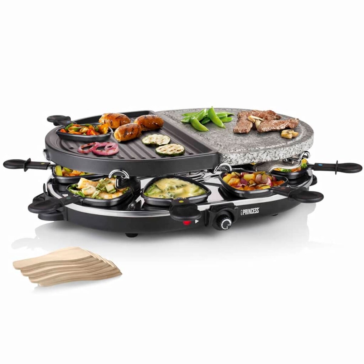Princess Okrągły grill raclette z 8 patelniami, 1200 W, 162710