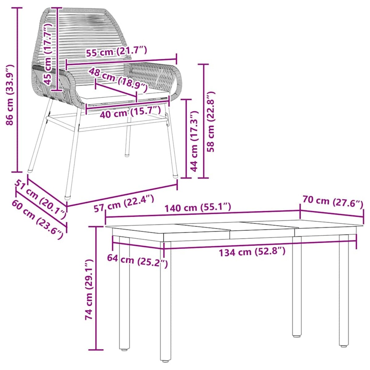 vidaXL 5-częściowy zestaw ogrodowy poduszkami brązowy polirattan szkło
