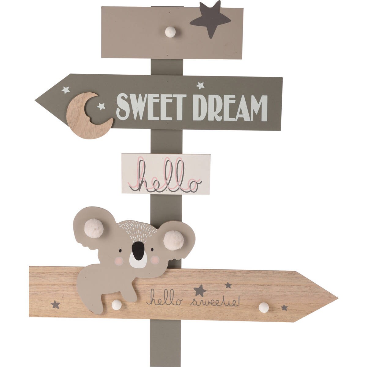 Wieszak na ubrania dla dzieci Zoo, 44 x 3,5 x 51,5 cm