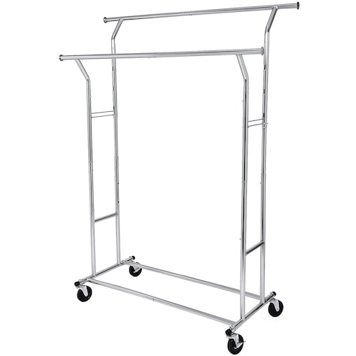 Wieszak Na Ubrania Na Kółkach Srebrny