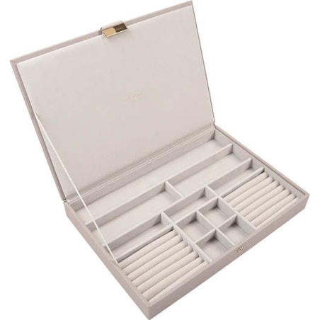 Szkatułka na biżuterię Stackers supersize velvet taupe z pokrywką