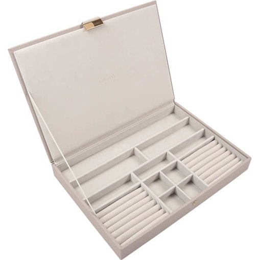 Szkatułka na biżuterię Stackers supersize velvet taupe z pokrywką