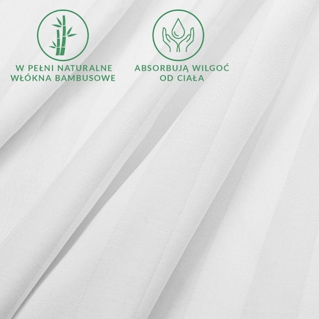 Prześcieradło bambusowe satyna bawełniana 160x240 Bamboo paski, białe