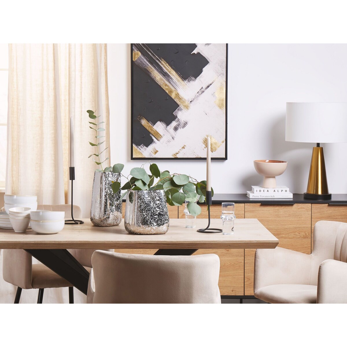 Wazon dekoracyjny ceramiczny 20 cm srebrny CIRTA