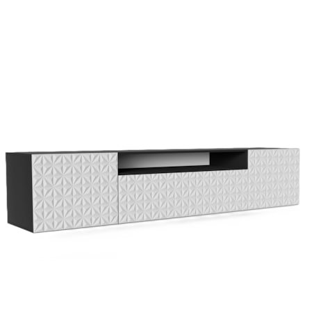 Szafka RTV ALI 200 cm, wisząca,z ozdobnymi frontami do salonu- frot biały