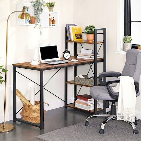 Biurko industrialne metalowe półkami regałem loftowe rustykalne vintage