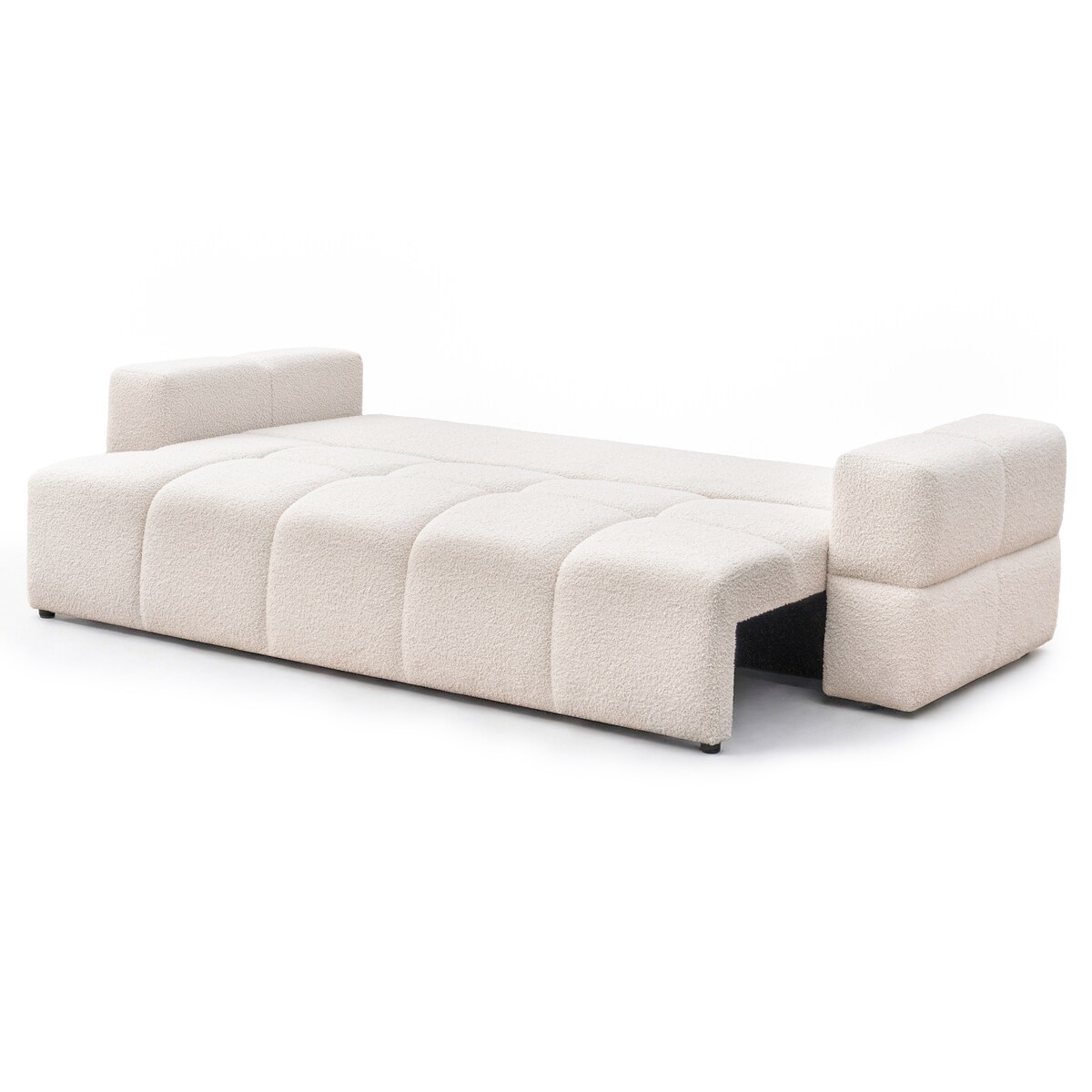 Narożnik KREMOWY tapicerowany BUENO SOFA z funkcją spania i pojemnikiem
