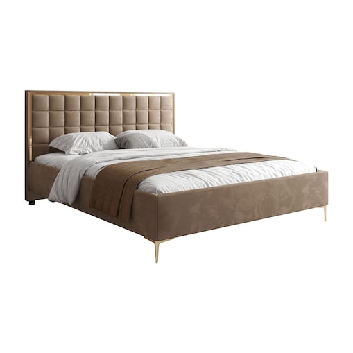 Łóżko tapicerowane ISADORA GOLD, pojemnik na pościel, stelaż 34, 160x200, RV 176