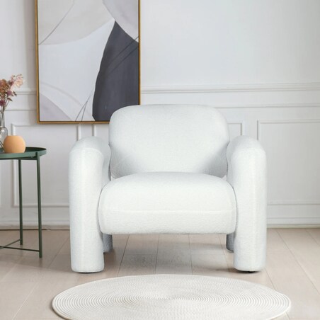 Fotel wypoczynkowy 75x87x81,5 cm TUBITA - II biała boucle