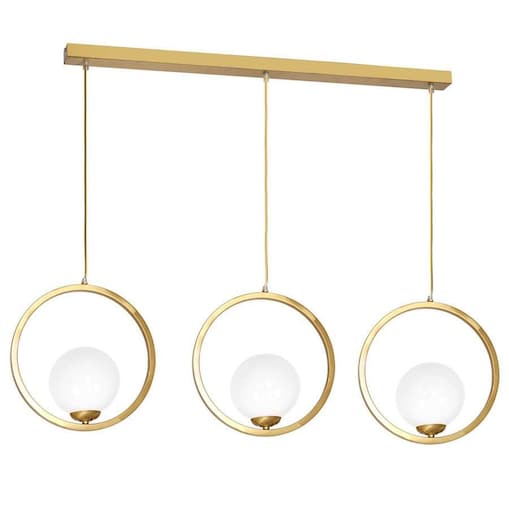 Modernistyczna LAMPA wisząca VIENNA MLP5574 Milagro metalowa OPRAWA okrągła ZWIS szklane kule balls mosiądz białe