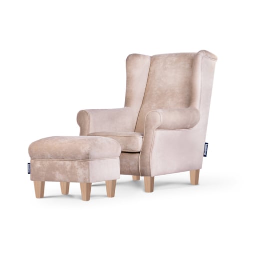 KONSIMO MILES Fotel + puf, kolor Beżowy