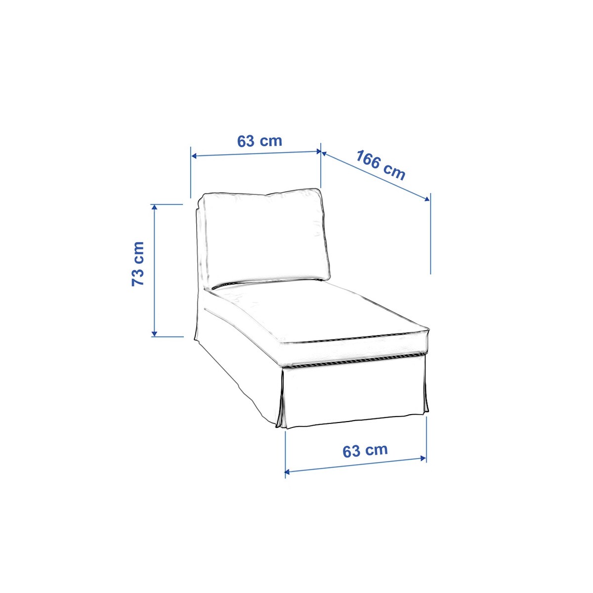 Pokrowiec na szezlong/ leżankę Ektorp wolnostojący prosty tył, biała bukla, 63 x 166 x 73 cm, Boucle Teddy