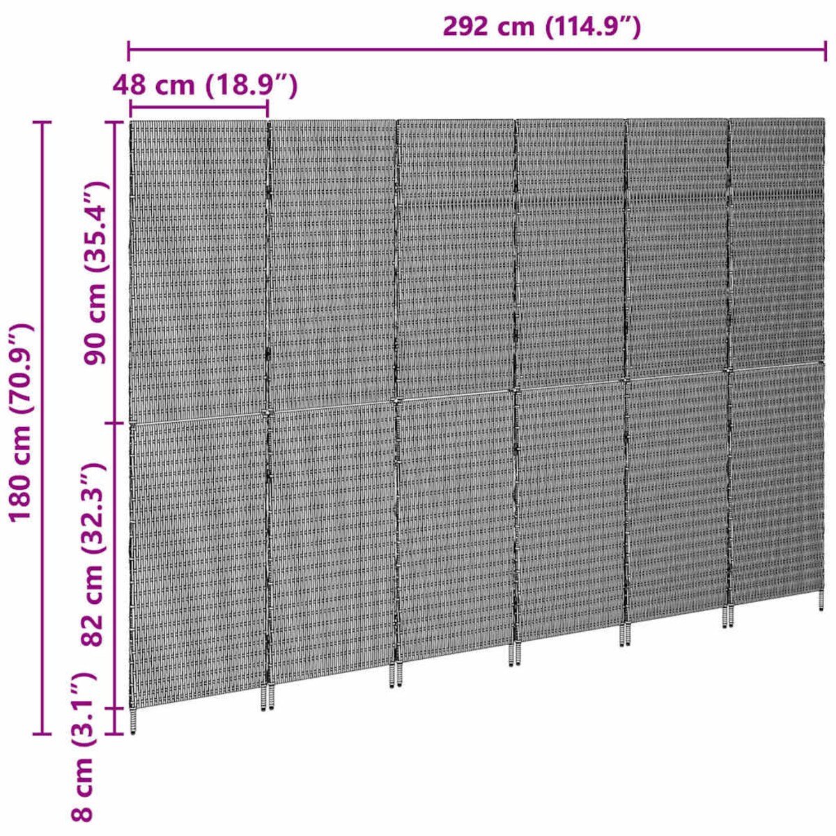 vidaXL Przesłona pokoju Beżowy 292 x 180 cm polirattan