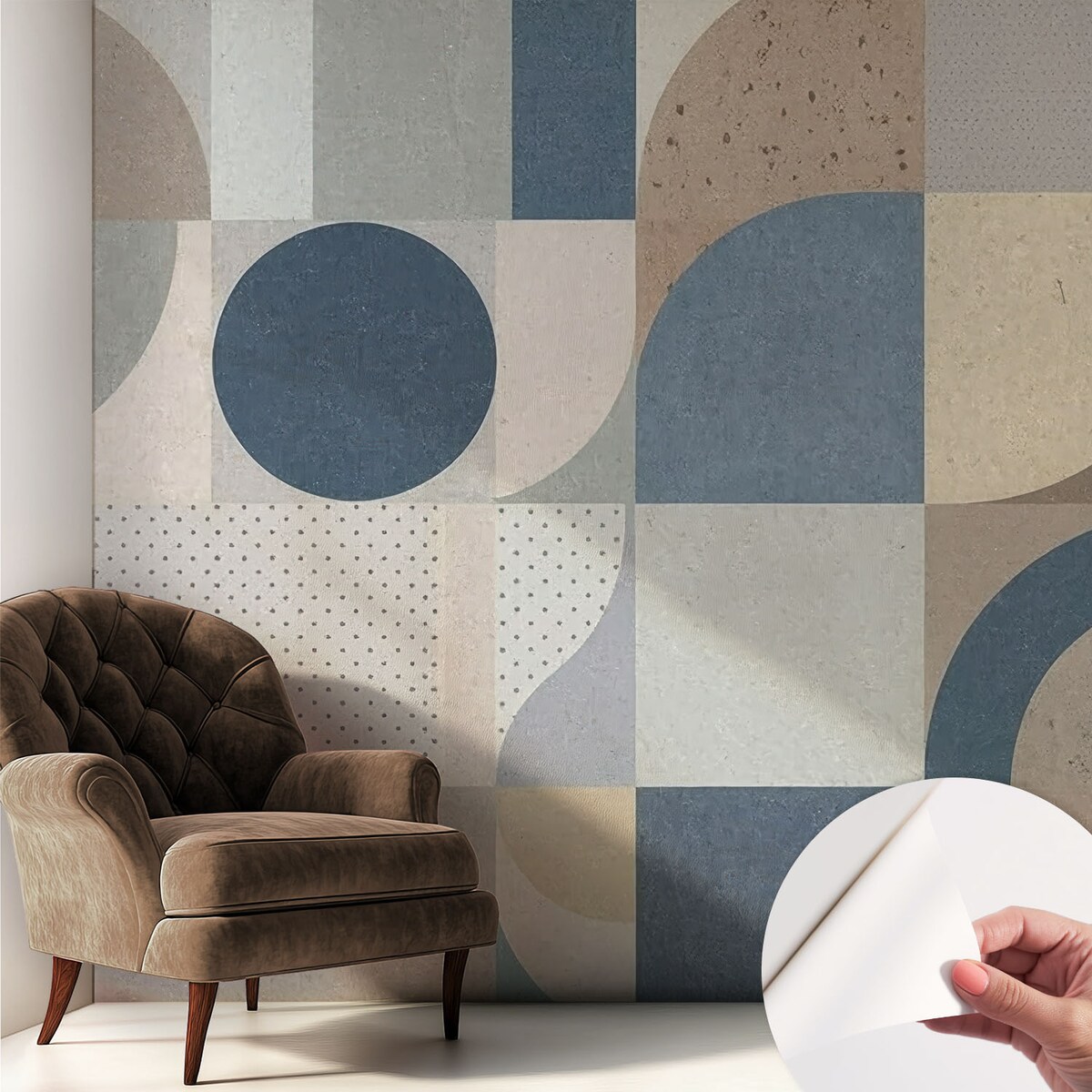 Fototapeta samoprzylepna 250x250 cm - Geometryczna mozaika, tapeta ścienna szara