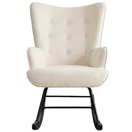 Fotel bujany tapicerowany welur wygodny wypoczynkowy uszak salon beżowy