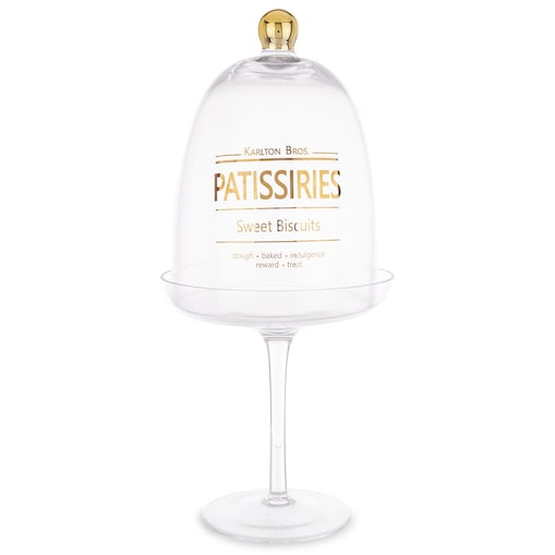 Szklany pojemnik na słodycze ze złotem 33,5 cm