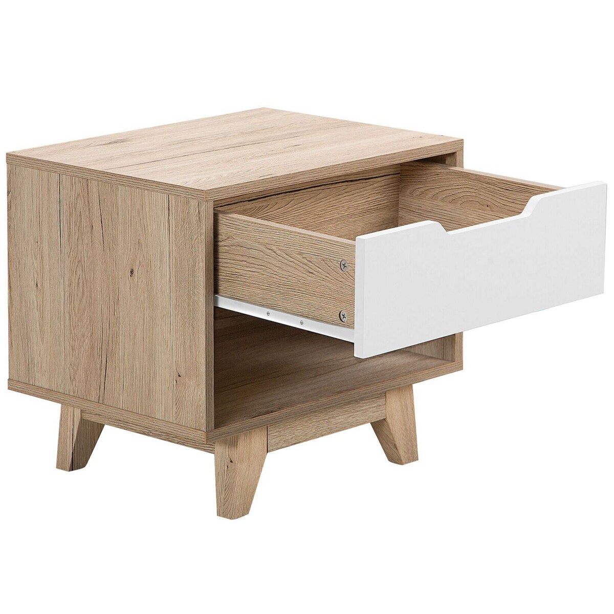 Szafka nocna jasne drewno z białym SPENCER