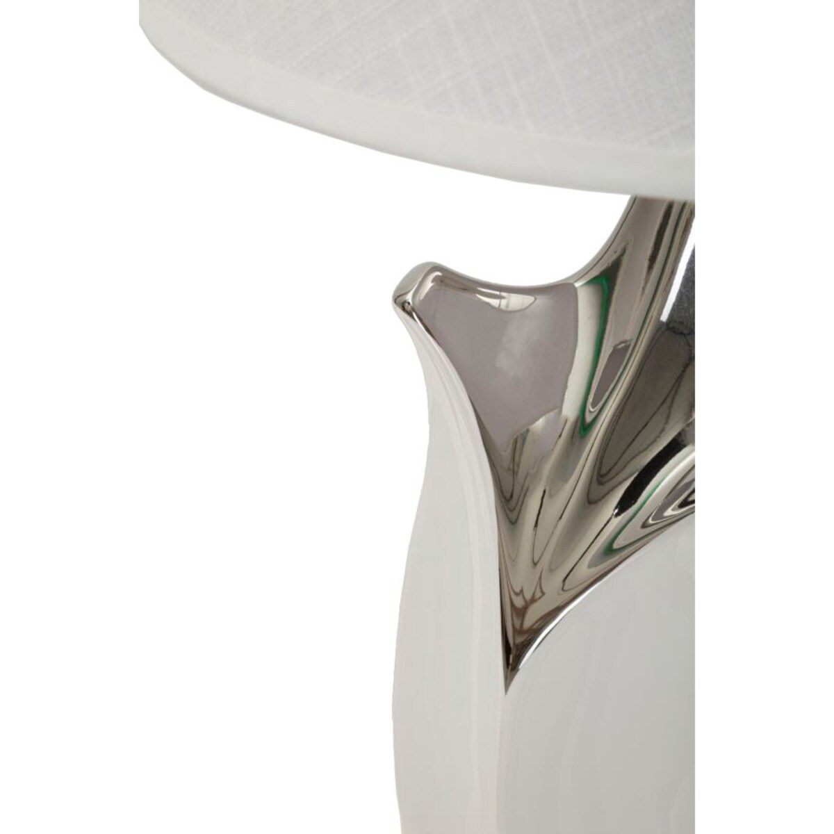 Lampa stołowa Shiney, kolor biały i srebrny, ceramika, żelazo i tkanina, 30 x 30 x 51 cm, 1 x E27, max. 40 W, do salonu i sypialni, Mauro Ferretti