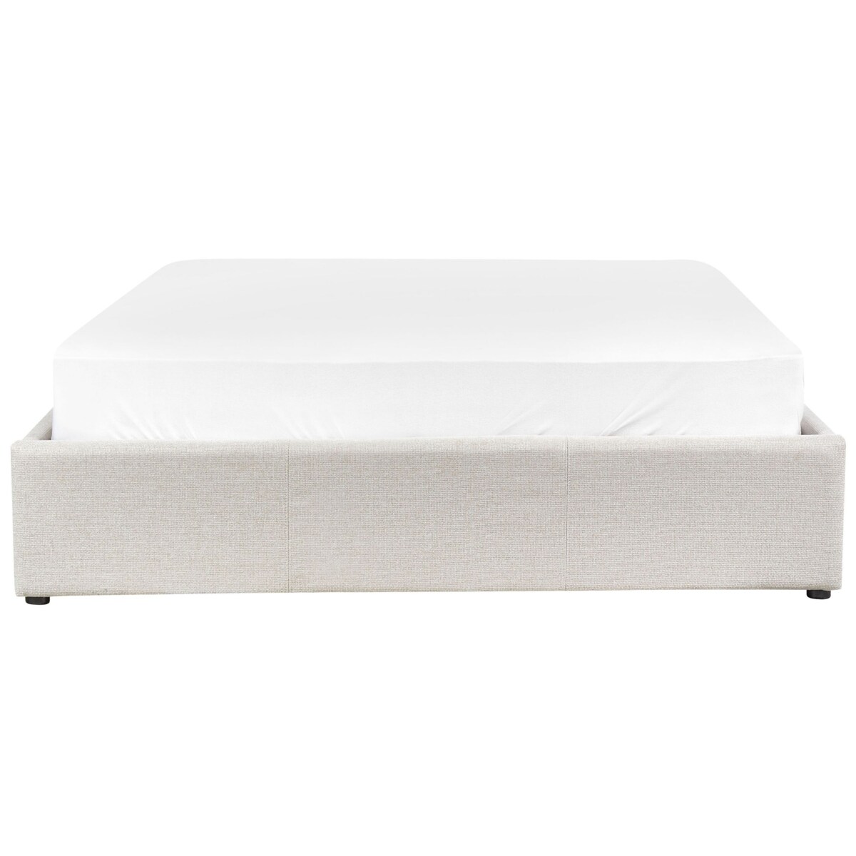 Łóżko z pojemnikiem tapicerowane 140 x 200 cm jasnobeżowe DINAN