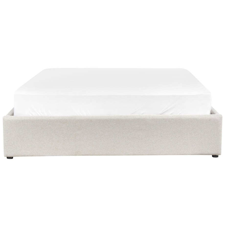 Łóżko z pojemnikiem tapicerowane 140 x 200 cm jasnobeżowe DINAN