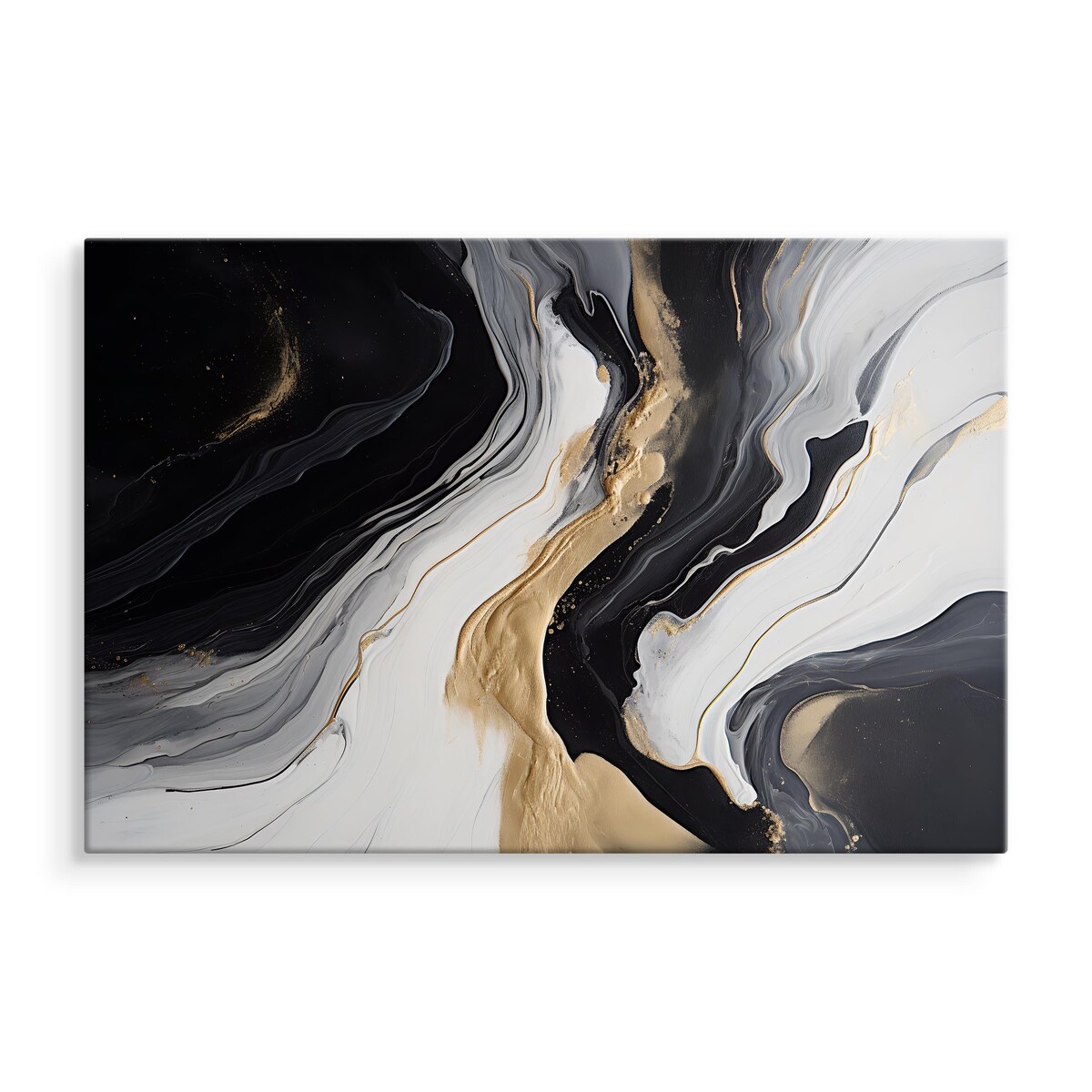 Obraz Czarno-Biała Abstrakcja Elementy Złota 120x80cm