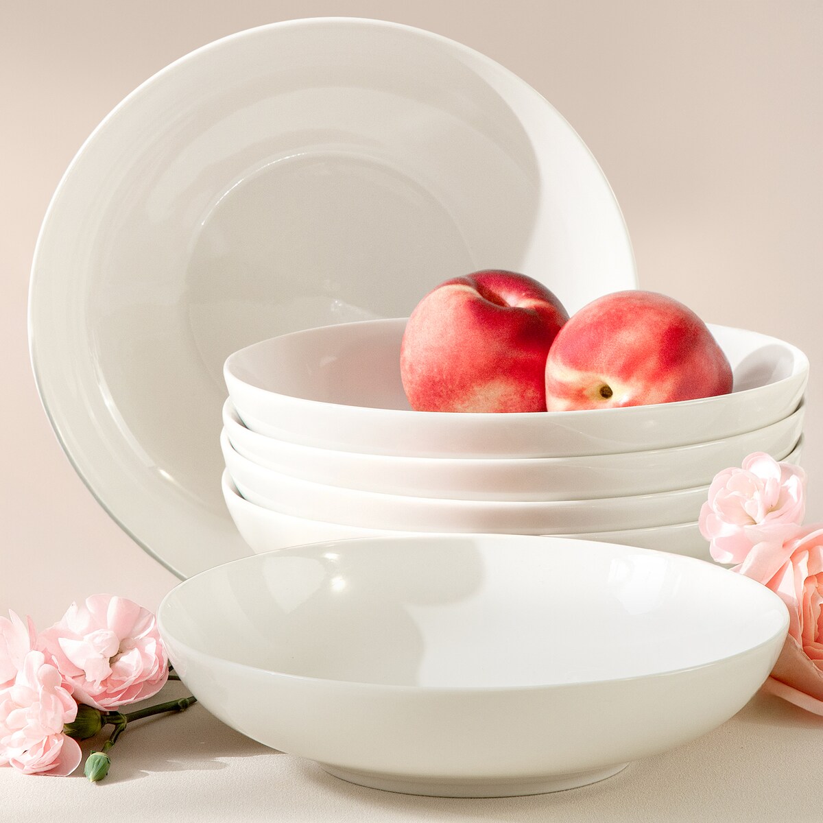 KONSIMO AD BELLA, Talerz głęboki 6 szt., kolor ecru