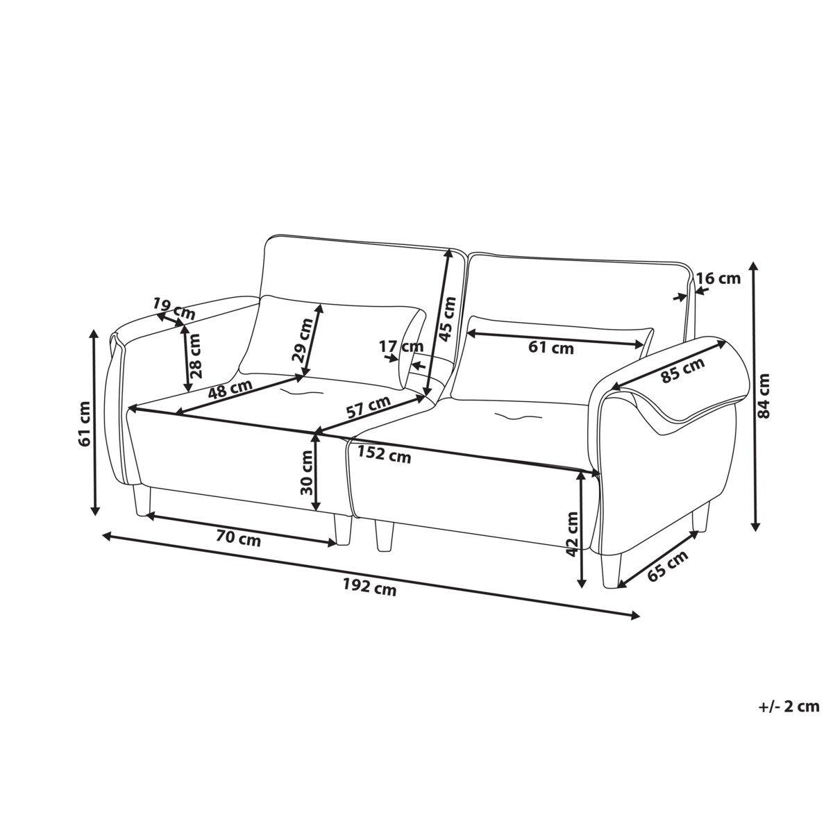 Sofa dla 3 osób WETLAN Złamana biel