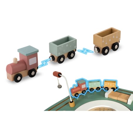 Stolik edukacyjny drewniany interaktywny dla dzieci kolejka Nukido