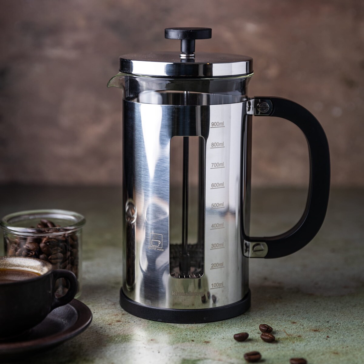 Zaparzacz do kawy i herbaty 1.0L French Press srebrny KLAUSBERG