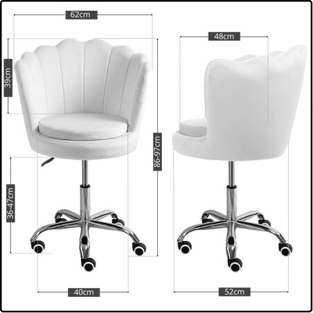 Fotel obrotowy krzesło muszelka welurowy do biurka toaletki czarny shell