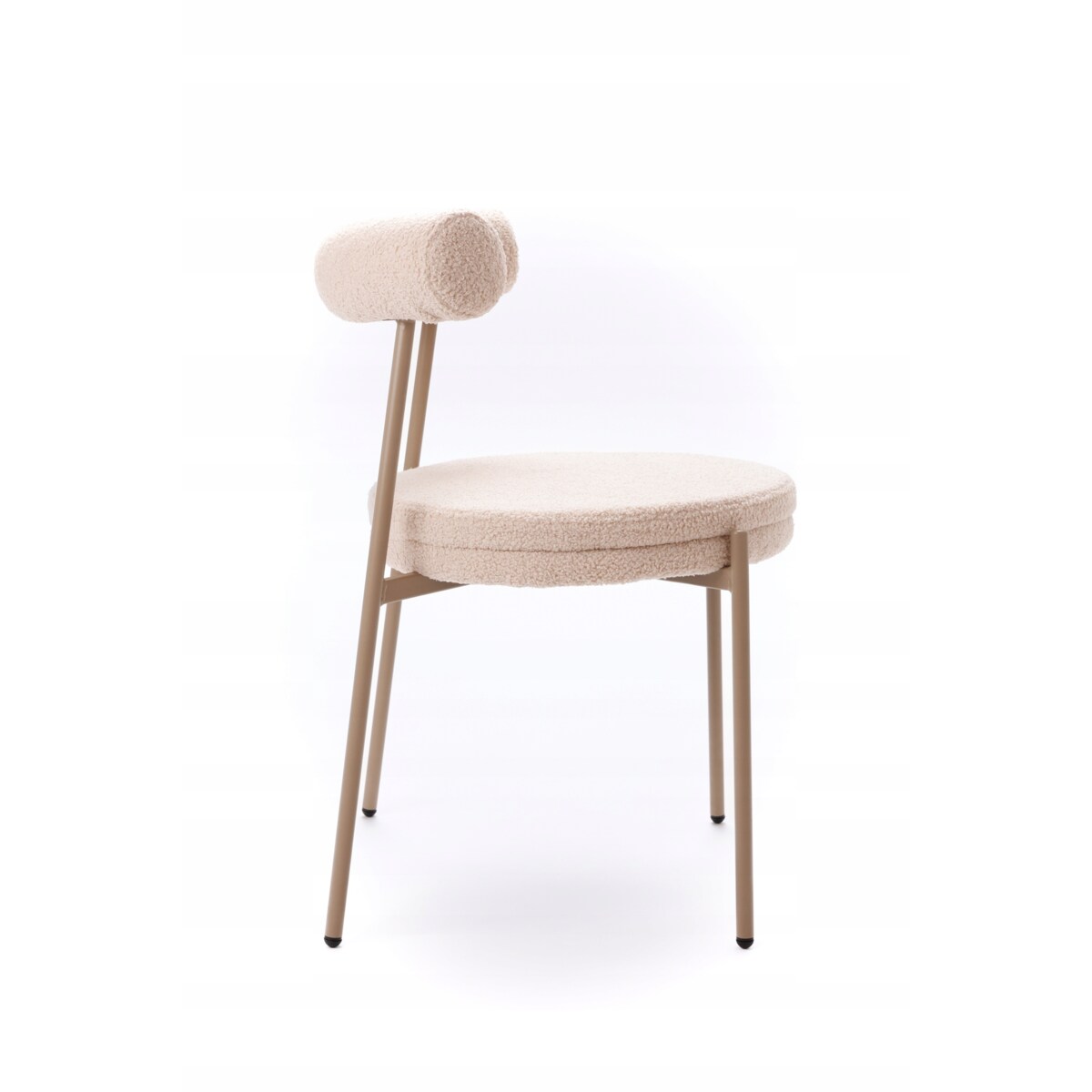 ZESTAW 2 SZTUK Krzesła VELO Beżowe TEDDY Tapicerowane Nowoczesne Jadalnia
