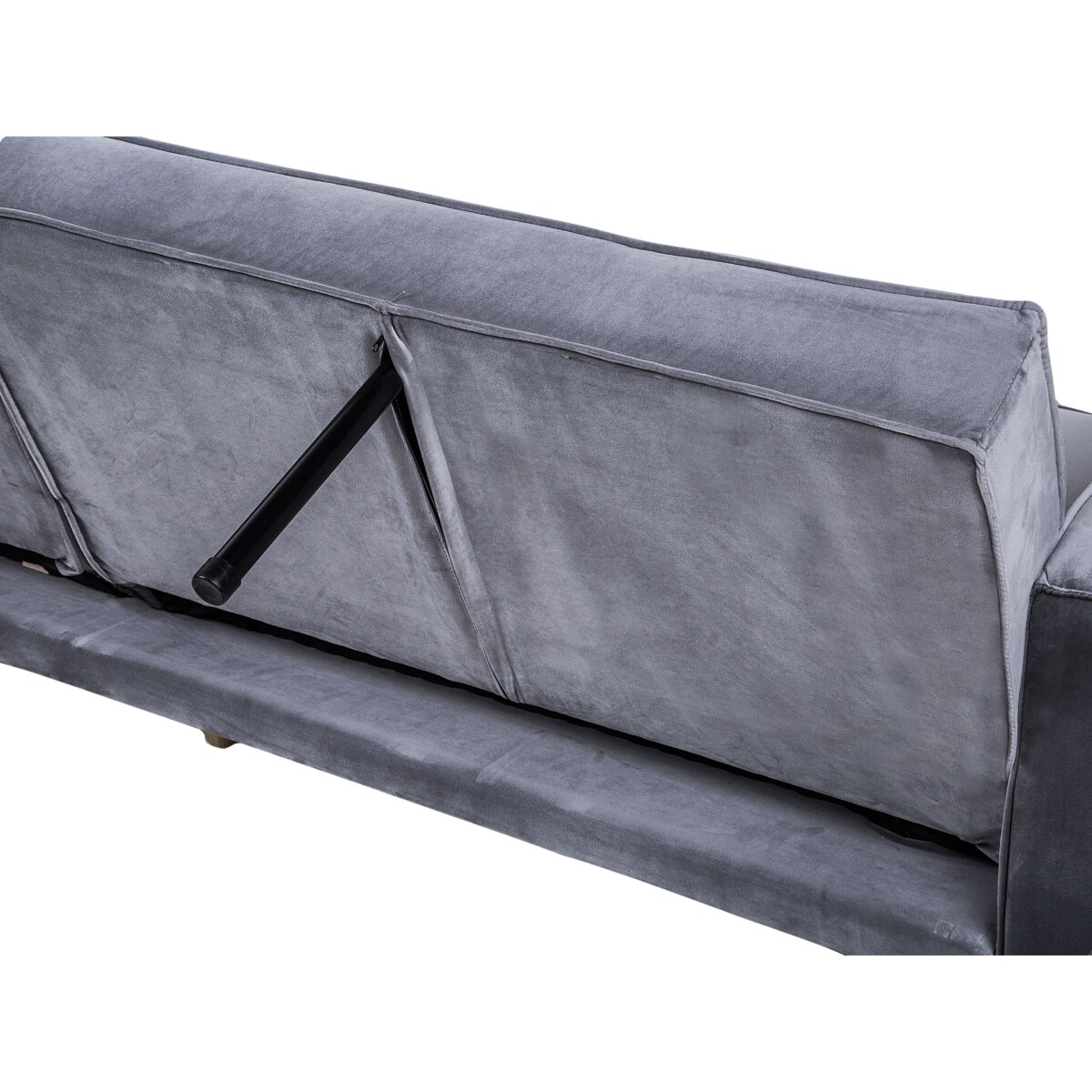 Sofa rozkładana welurowa szara VISNES