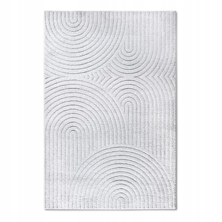 Dywan pluszowy do salonu 160x235cm,kremowy nowoczesny wzór