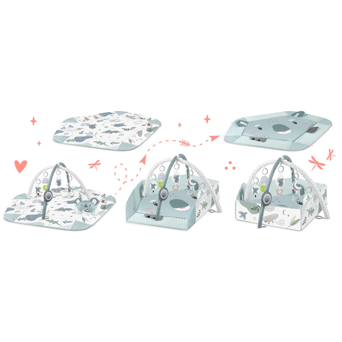 Mata edukacyjna interaktywna dla niemowląt Koala dwustronna składana XXL 5w1 Nukido