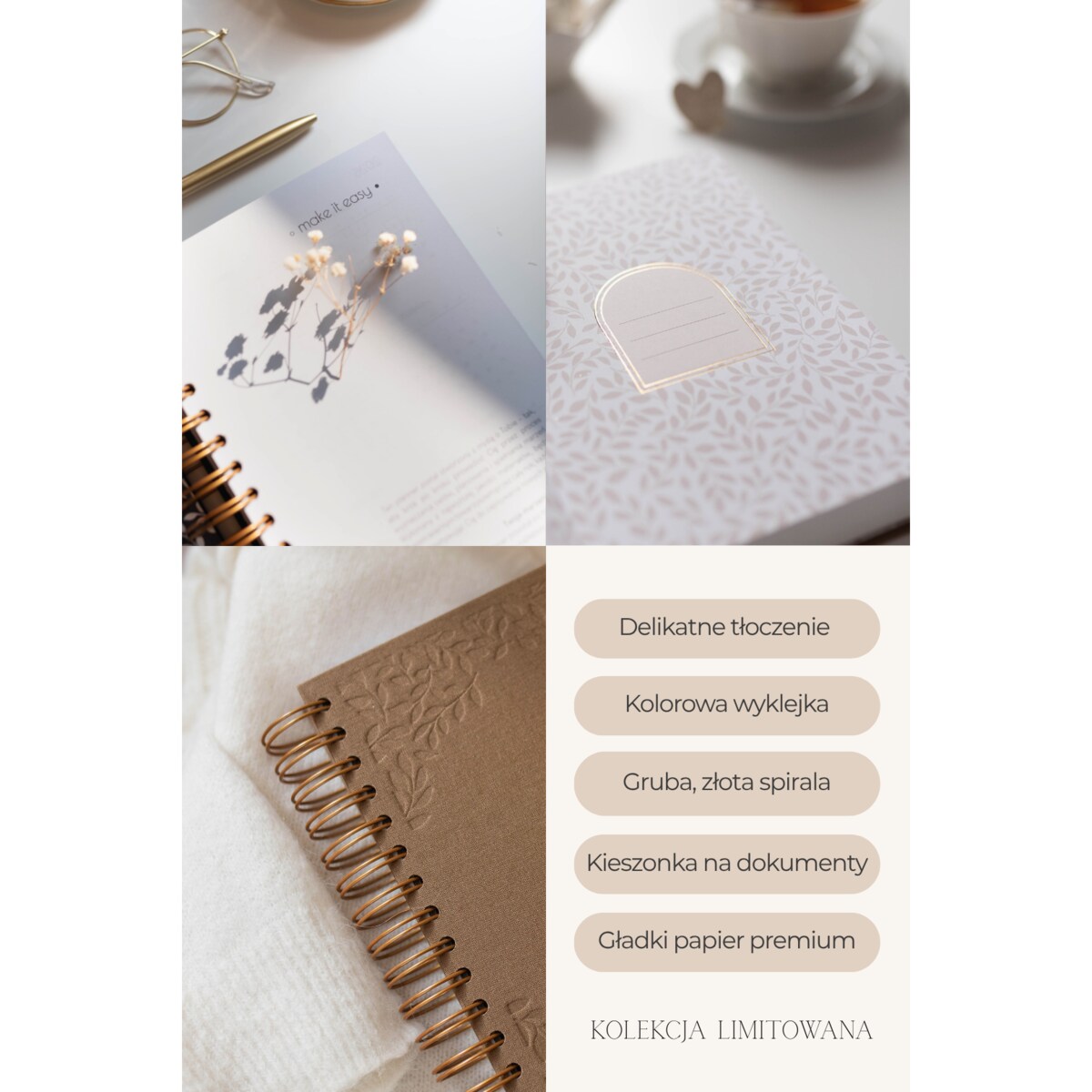 Planner Tygodniowy 2026 na spirali – Cappuccino