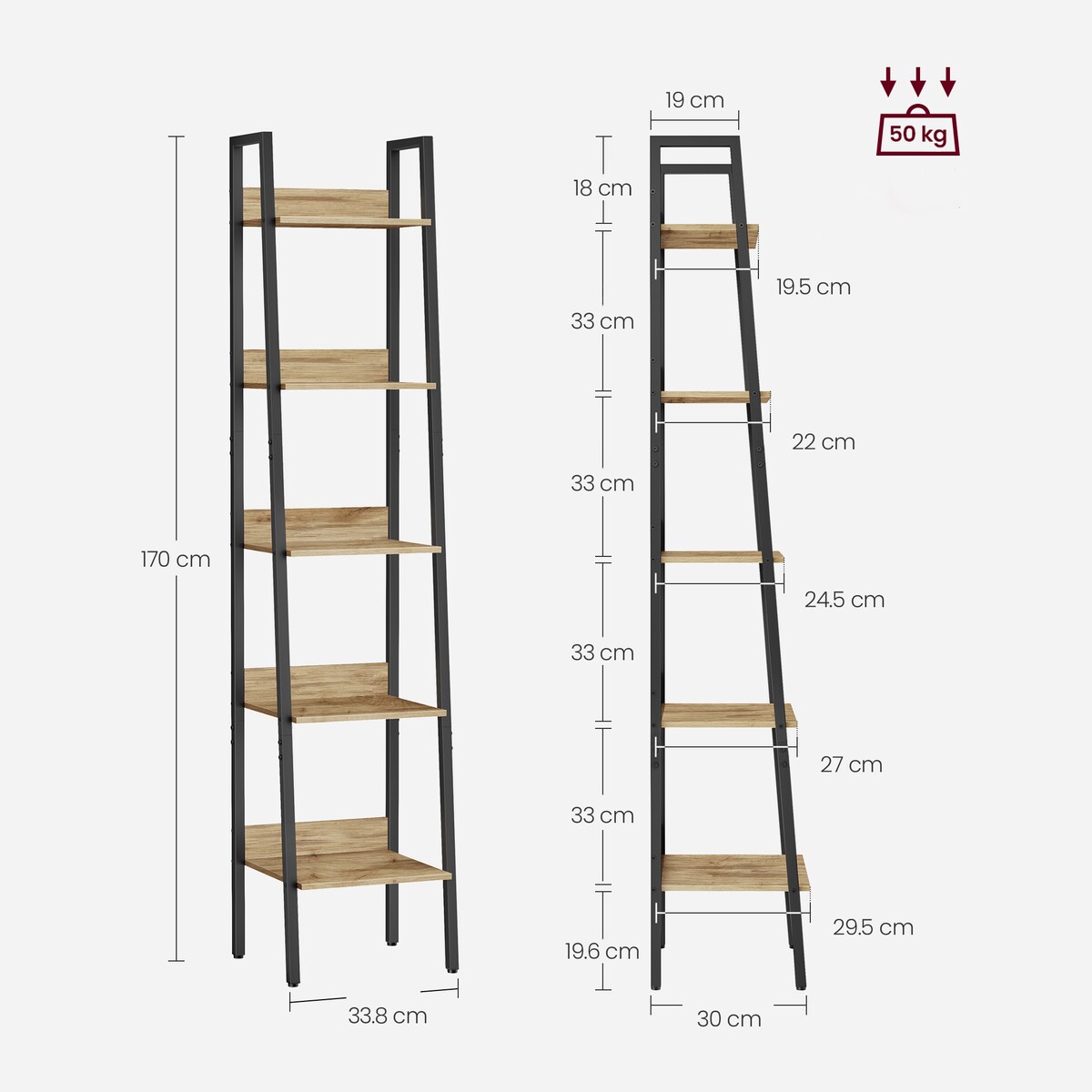 Regał drabinkowy Artisan, organizacyjny na książki, nowoczesny design