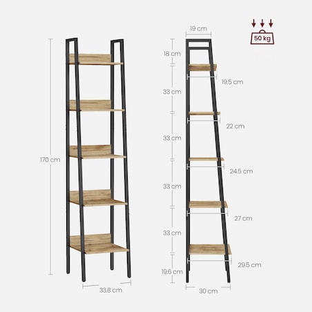 Regał drabinkowy Artisan, organizacyjny na książki, nowoczesny design