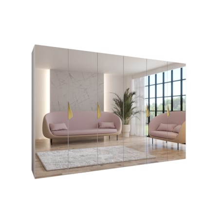 Szafa uchylna z lustrem Sandi 3 300 (2X150) wys 202 cm Biały + u Złoty