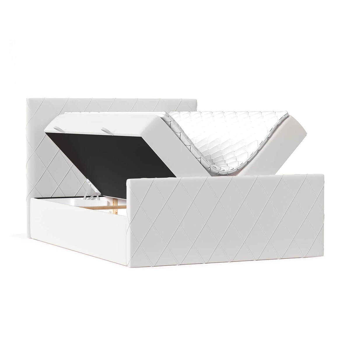 Łóżko kontynentalne PLATINE 200x200 z pojemnikiem, Biały, tkanina Magic Velvet 2200