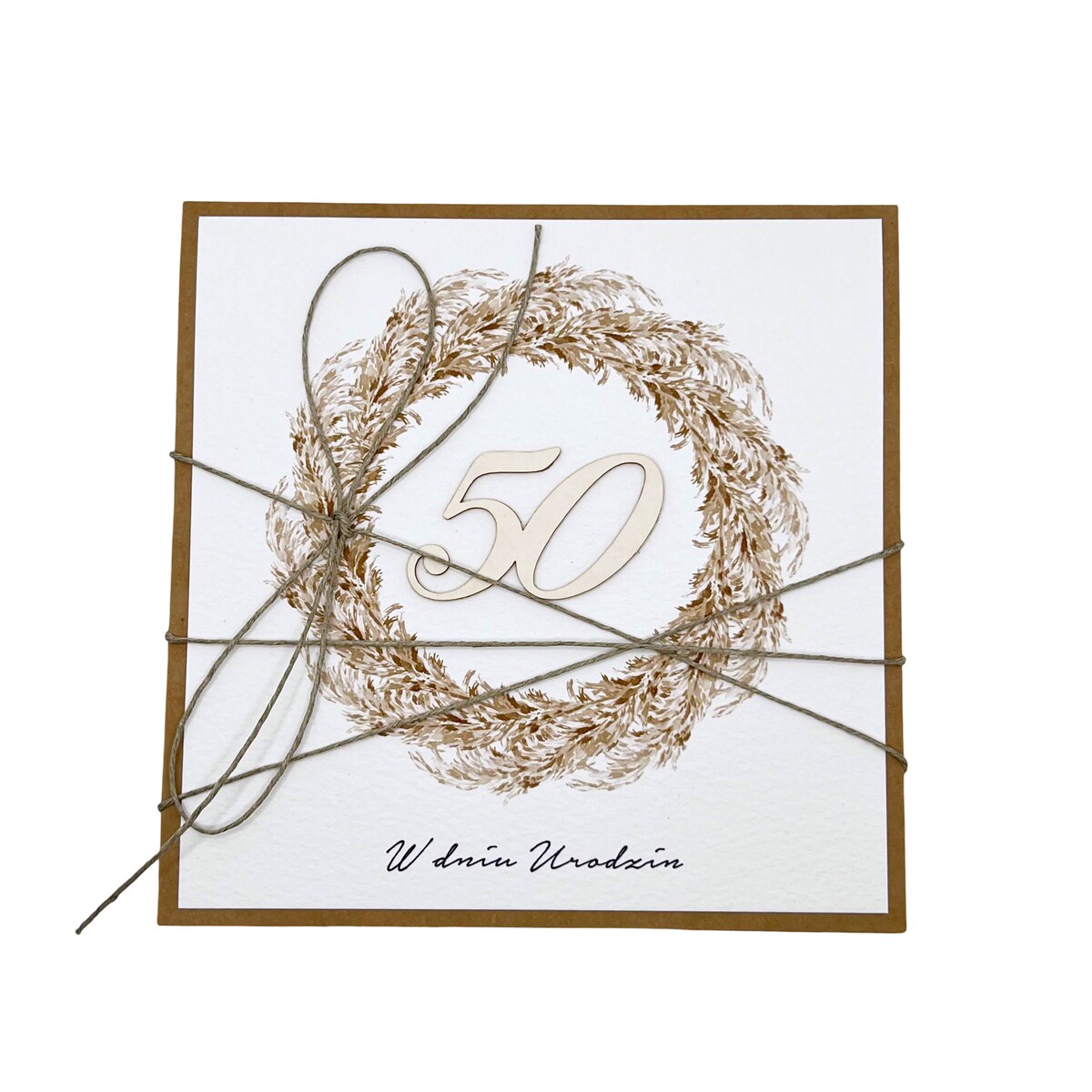Wyjątkowa kartka ręcznie robiona na 50 urodziny życzenia boho