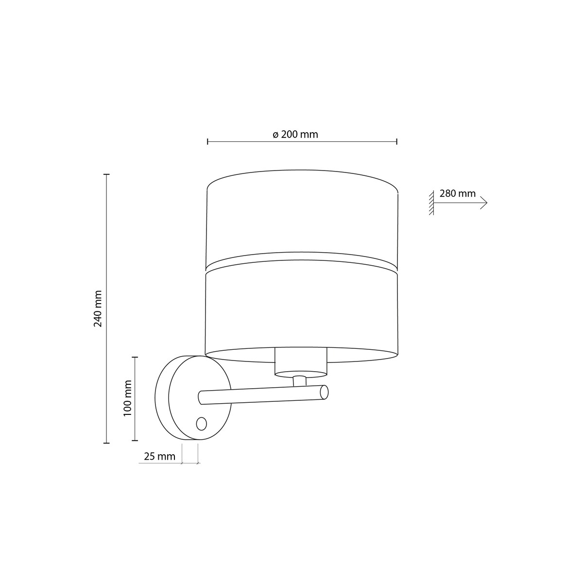 Kinkiet NICOL Czarny/Beżowy Na Żarówkę E27 TK Lighting